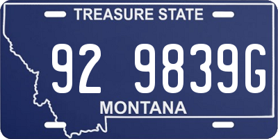 MT license plate 929839G