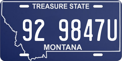 MT license plate 929847U