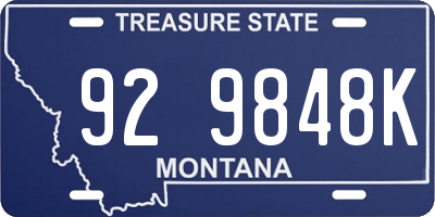 MT license plate 929848K