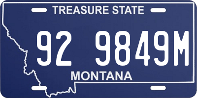 MT license plate 929849M