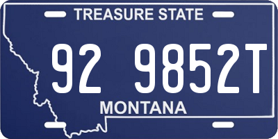 MT license plate 929852T