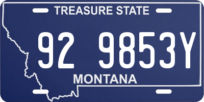 MT license plate 929853Y