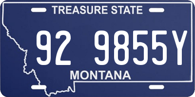 MT license plate 929855Y