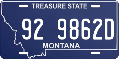 MT license plate 929862D