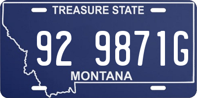 MT license plate 929871G