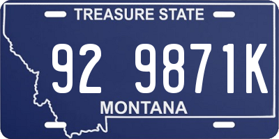 MT license plate 929871K