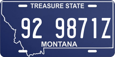 MT license plate 929871Z