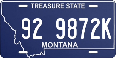 MT license plate 929872K