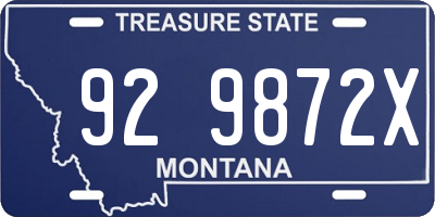 MT license plate 929872X