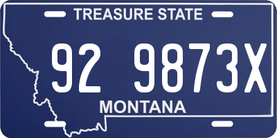 MT license plate 929873X