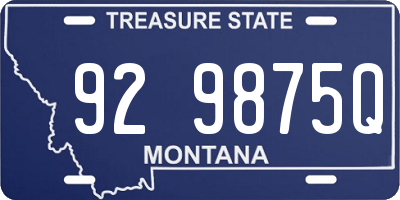 MT license plate 929875Q