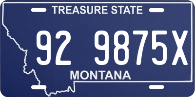 MT license plate 929875X