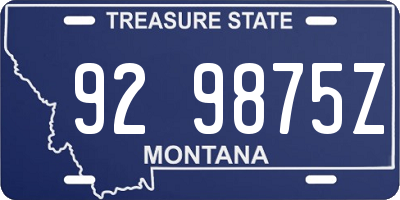 MT license plate 929875Z