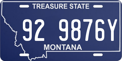 MT license plate 929876Y