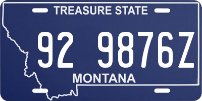 MT license plate 929876Z