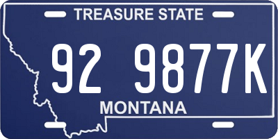 MT license plate 929877K