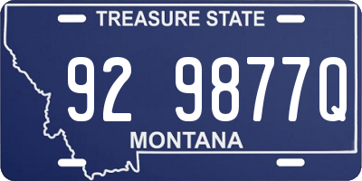 MT license plate 929877Q