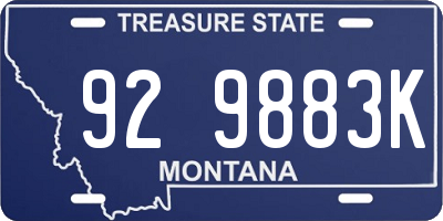 MT license plate 929883K