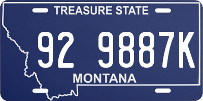 MT license plate 929887K