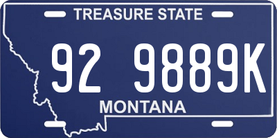 MT license plate 929889K