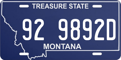MT license plate 929892D