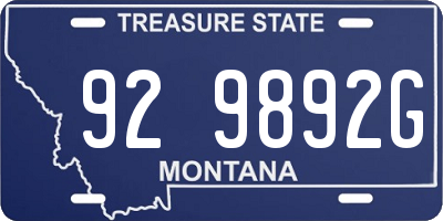 MT license plate 929892G