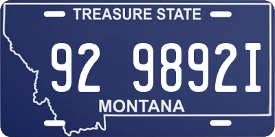MT license plate 929892I