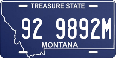MT license plate 929892M