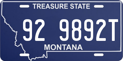 MT license plate 929892T