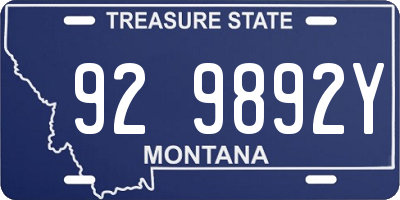 MT license plate 929892Y