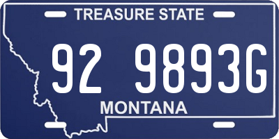 MT license plate 929893G