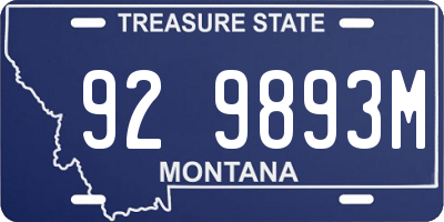 MT license plate 929893M