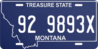 MT license plate 929893X