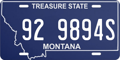 MT license plate 929894S