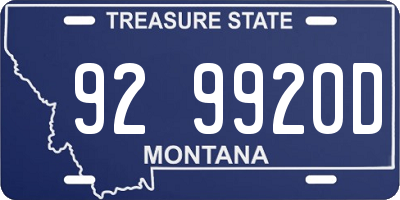 MT license plate 929920D