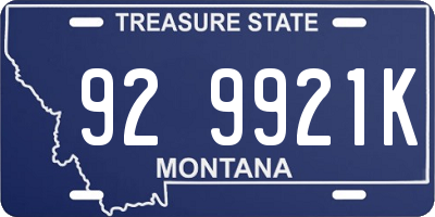 MT license plate 929921K