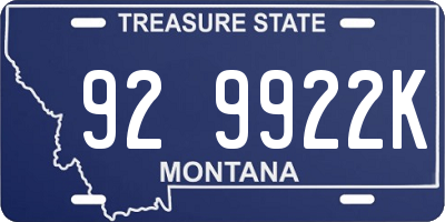 MT license plate 929922K