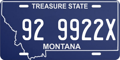 MT license plate 929922X