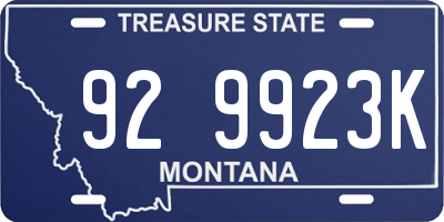 MT license plate 929923K