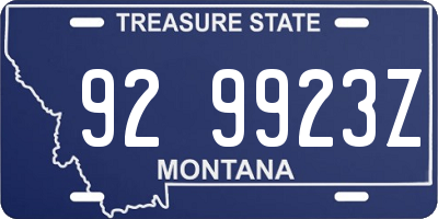 MT license plate 929923Z