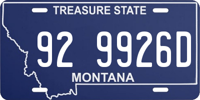 MT license plate 929926D