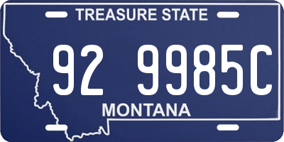 MT license plate 929985C