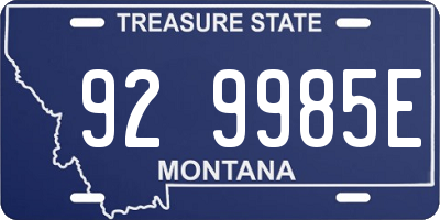 MT license plate 929985E