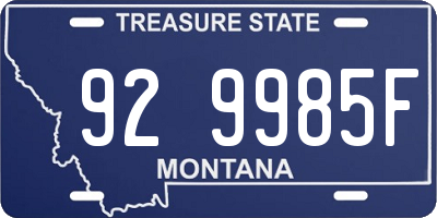 MT license plate 929985F