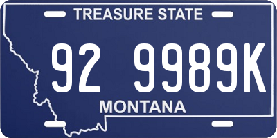 MT license plate 929989K