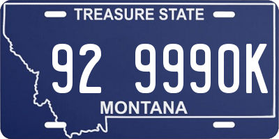 MT license plate 929990K