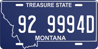 MT license plate 929994D