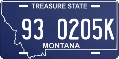 MT license plate 930205K