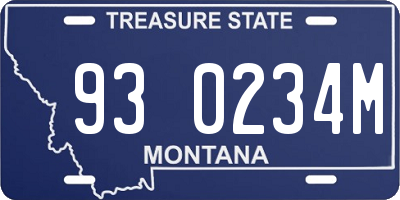 MT license plate 930234M