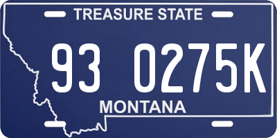MT license plate 930275K